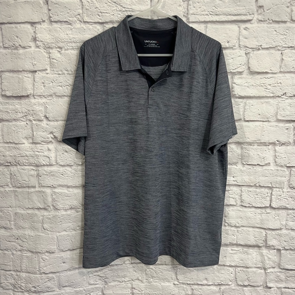 Untuckit Heathered Performance Polo shirt mens XL grey